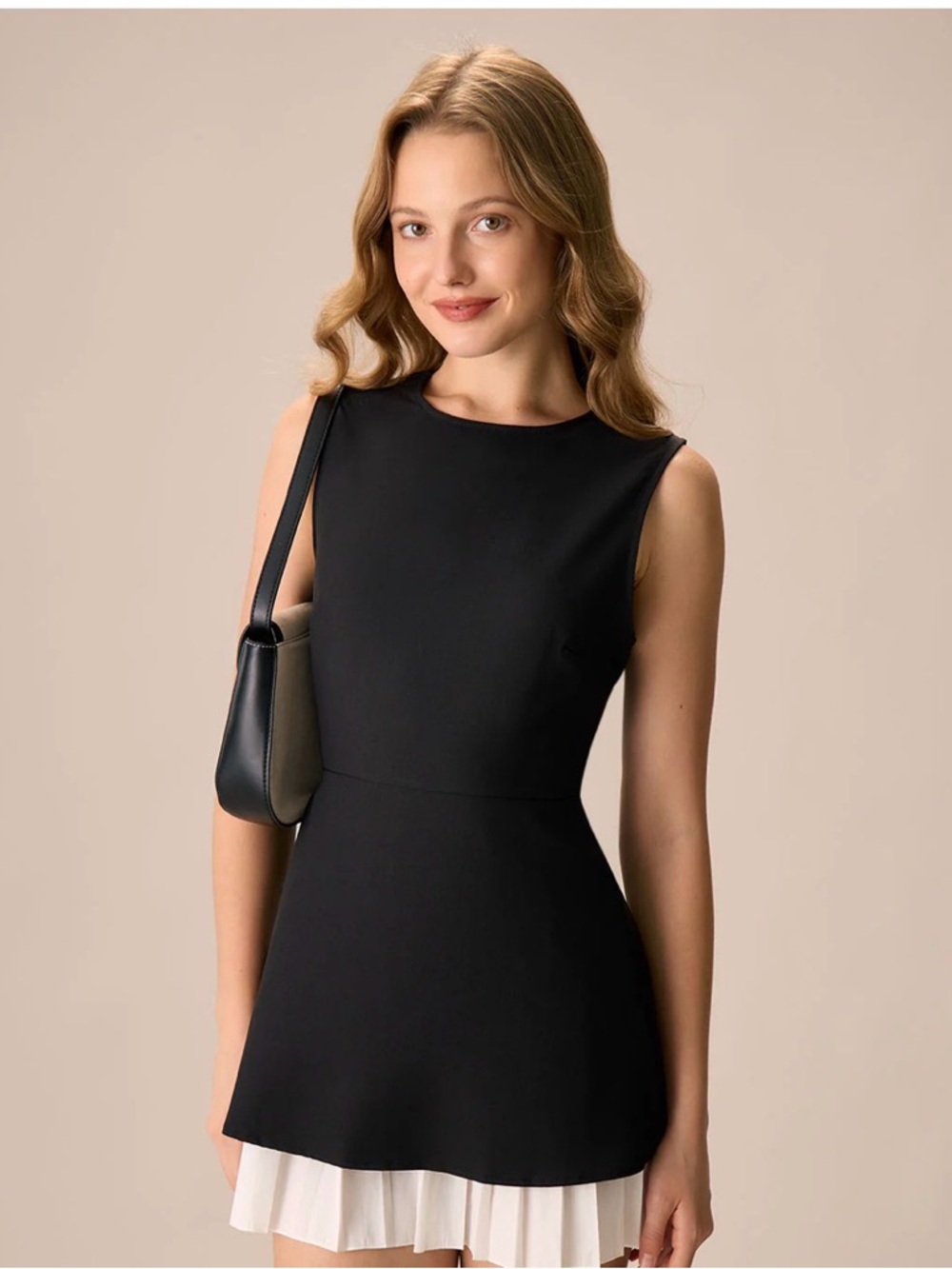 RIHOAS Black Sleeveless Shift Dress with Contrast Hem Detail